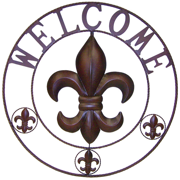 Fleur De Lis Living Circle Fleur De Lis 1 Piece Metal Wall
